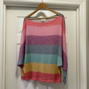 Fantastic Fawn Oversized Striped Knit Top with Dolman Sleeves